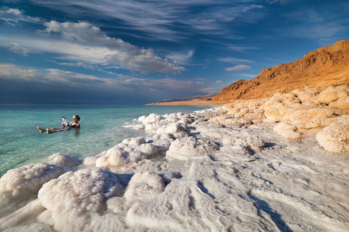 Dead Sea Jordan Salt beach